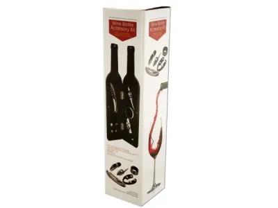 Bulk Buys OF521 - Wine Bottle Accessory Kit in Bottle-Shaped Case