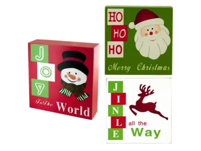 bulk buys OF556 - Charming Holiday Wood Block Sign for Seasonal Decor