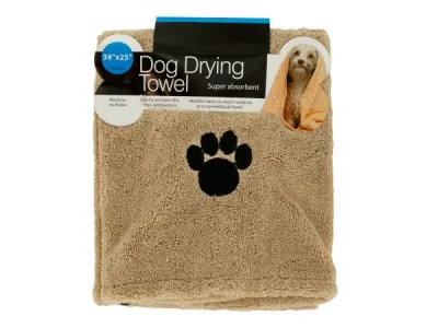 bulk buys OF663 - Super Absorbent Medium Dog Drying Towel with Paw Print