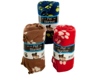 Bulk Buys OF789 - Cozy Paw Print Fleece Blanket for Pets