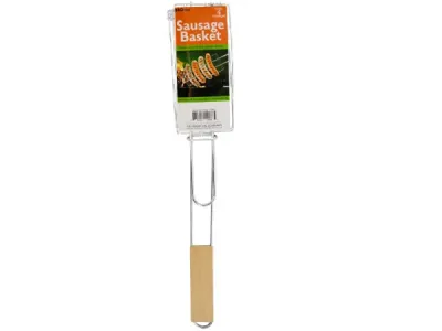 bar b q time OF806 - Sausage Grilling Basket with Wooden Handle