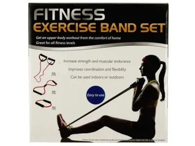 Bulk Buys OL397 - 3-Piece Resistance Band Set with Storage Pouch