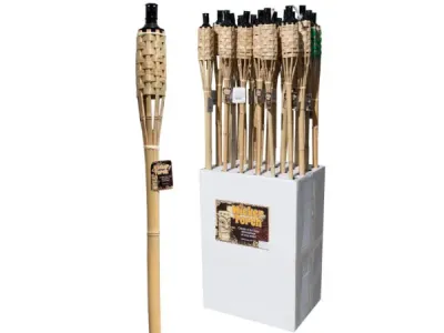 Bulk Buys OL977 - Bamboo Tiki Torch Floor Display - 48 Pieces