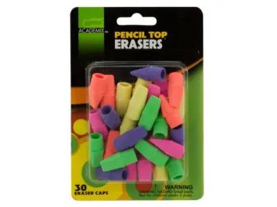 bulk buys OP817 - Colorful Pencil Top Erasers - 30 Piece Set