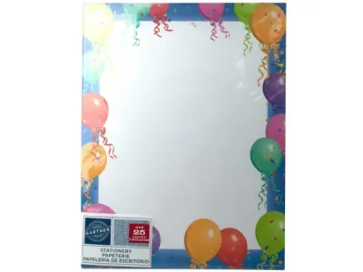 bulk buys OP894 - Balloon Border Stationery 25 Sheets