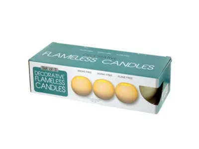 Bulk Buys OS330 - Decorative Flameless Round Candles Set