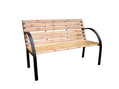 Bulk Buys OT059 - Classic Solid Wood and Steel Outdoor Park Bench