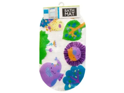 bulk buys OT578 - Kids Colorful Animal Print Bath Mat with Suction Cups
