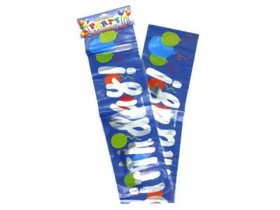 carnival party favors PB086 - Metallic Blue Happy Birthday Banner with Silver Balloons