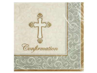 bulk buys PB563 - Elegant Confirmation Beverage Napkin Set - 16 Count
