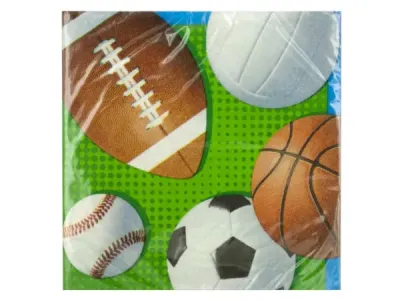 bulk buys PC062 - Sports-Themed Beverage Napkins for Parties - 16 Count