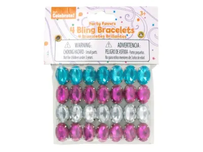 bulk buys PF037 - Colorful Jeweled Bracelets Party Favor Set - 4 Piece