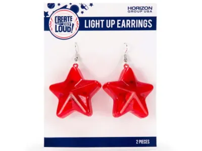 Bulk Buys SC506 - Star-Shaped LED Light Up Earrings - Red Color