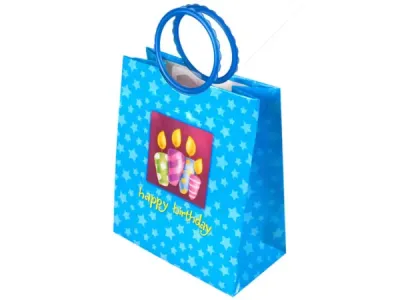 bulk buys AF535 - Medium Blue Birthday Candles Gift Bag with Handle