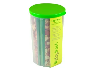 bulk buys HA476 - Airtight 3-Section Food Storage Container for Snacks