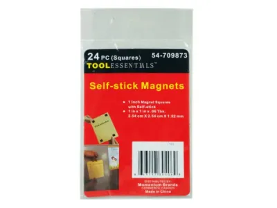 Bulk Buys AT997 - Self-Adhesive 1 Inch Square Magnet Squares - 24 Pack