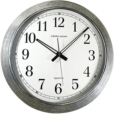 TIMEKEEPER RA34471 - 16-Inch Silver Galvanized Metal Wall Clock - SSS401ZWA