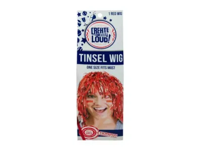 bulk buys KM271 - Vibrant Red Tinsel Wig for Parties and Events