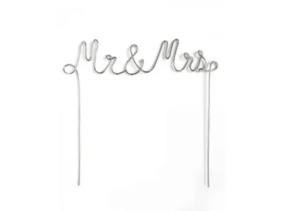 bulk buys AF569 - Elegant Silver Mr. & Mrs. Cake Topper for Weddings