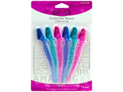 bulk buys MK187 - Colorful Eyebrow Razor Set - 6 Pack
