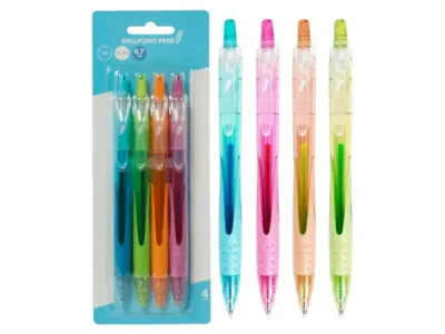 bulk buys CI212 - Colorful 0.7mm Retractable Ballpoint Pens (4-Pack)