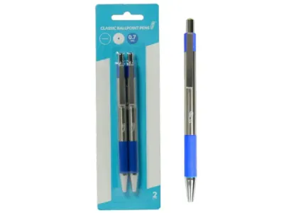 bulk buys CI215 - Classic Blue Retractable Ballpoint Pens - Set of 2