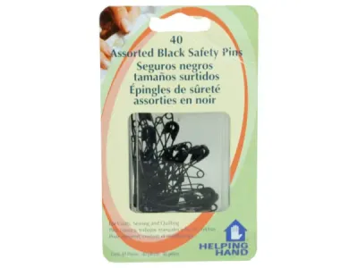 bulk buys LL243 - Assorted Black Safety Pins - 40 Pack for Crafts & Sewing
