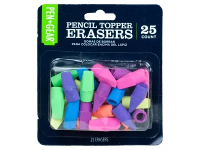 bulk buys KA565 - Colorful Pencil Topper Erasers Set - 25 Pack