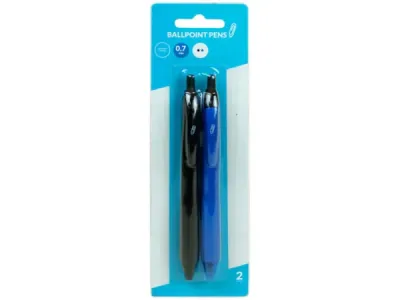 bulk buys CI207 - Retractable 0.7mm Ballpoint Pens - Black and Blue (2-Pack)