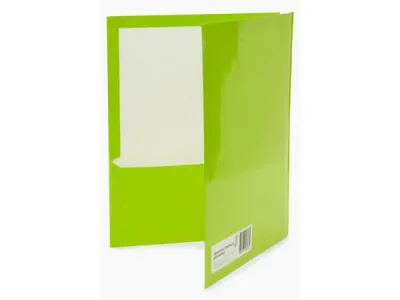 bulk buys CI126 - 10-Pack Green Glossy Twin Pocket Folders with Prongs