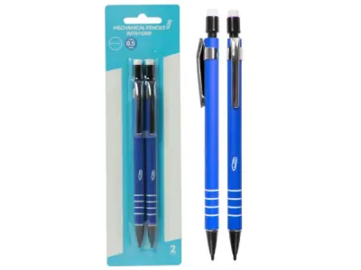 bulk buys CI185 - 0.5Mm Mechanical Pencils with Grip - 2 Pack