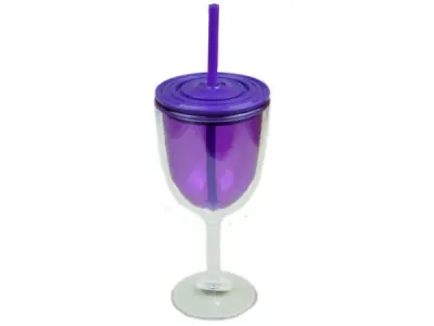 Bulk Buys BK107 - Stylish 12oz Purple Double-Wall Wine Sipper