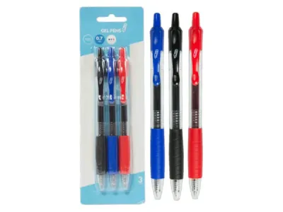 bulk buys CI157 - Retractable Gel Pens Set - Black, Blue, Red (3 Pack)