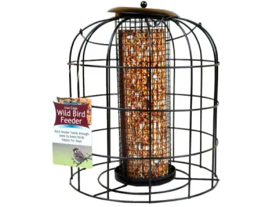 Bulk Buys GE092 - Elegant Iron Wire Cage Bird Feeder for Outdoor Spaces