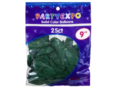 bulk buys PJ006 - Hunter Green 9 Inch Balloons - 25 Pack for Celebrations