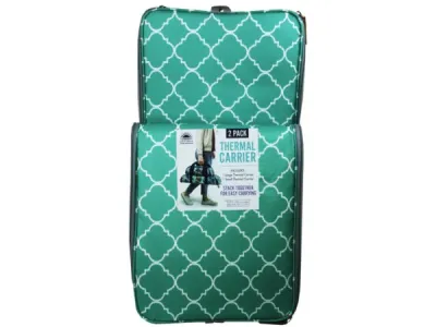 Bulk Buys BK115 - Teal Green Insulated Stacking Food Carrier Set of 2