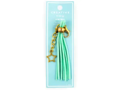 bulk buys CH288 - Mint Green Keychain Tassel with Star Dangle