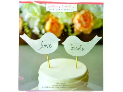 bulk buys AF677 - Elegant Birch Love Birds Wedding Cake Toppers Set