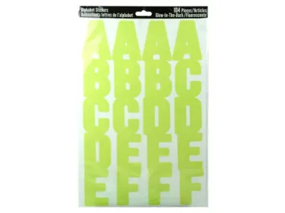 Bulk Buys KM257 - 104-Piece Glow in the Dark Alphabet Sticker Set