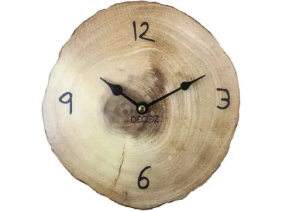 bulk buys BJ181 - Rustic Tree Bark Design Wall Clock