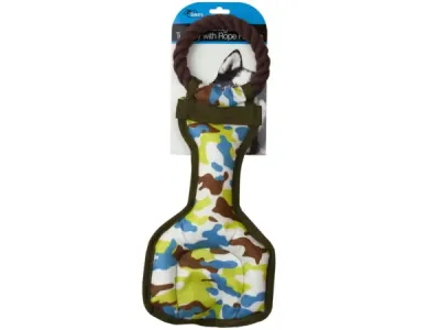 bulk buys DI594 - Camouflage Tug Toy with Rope Handle for Dogs