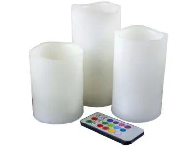 bulk buys DC187 - 3 Pack Color Changing LED Candles with Remote Control