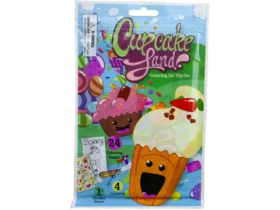 Bulk Buys AF695 - Cupcake Land 24-Page Coloring Pouch with Crayons & Stickers