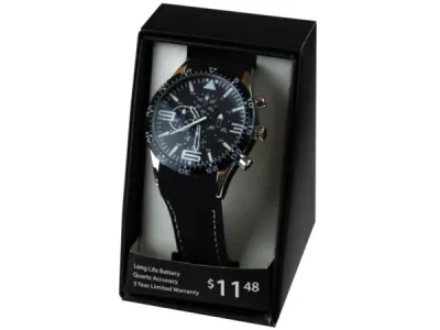 Bulk Buys GH769 - Mens Quartz Watch with Stylish Black Leather Band