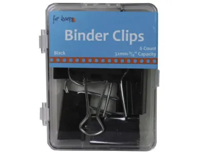 bulk buys EC360 - Large Black Binder Clips - 6 Count Pack