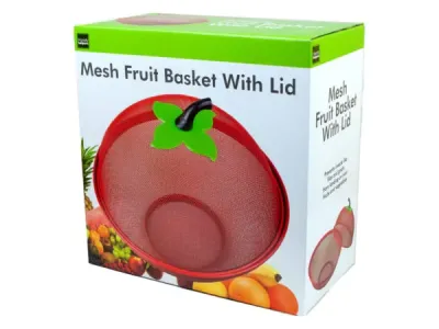 bulk buys GE099 - Elegant Mesh Fruit Basket with Lid for Fresh Storage