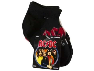 Bulk Buys GT124 - ACDC 5-Pack Infant No-Show Socks for 12-24 Months