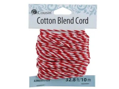 bulk buys FD246 - 32 ft Red and White Cotton Cord - Versatile & Durable