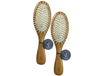 bulk buys DB202 - Set of 2 Oval Paddle Hairbrushes with Wooden Pins