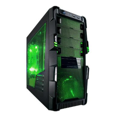 Apevia X-HERMES-GN - Apevia X-Hermes No Power Supply ATX Mid Tower (BlackGreen)